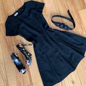 DEPECHE MODE Little Black Dress Pleated Short Sleeve Knee Length A Line 6